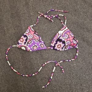 OP Triangle Bikini Top Tie On Paisley Purple Pink White Women's Small S
